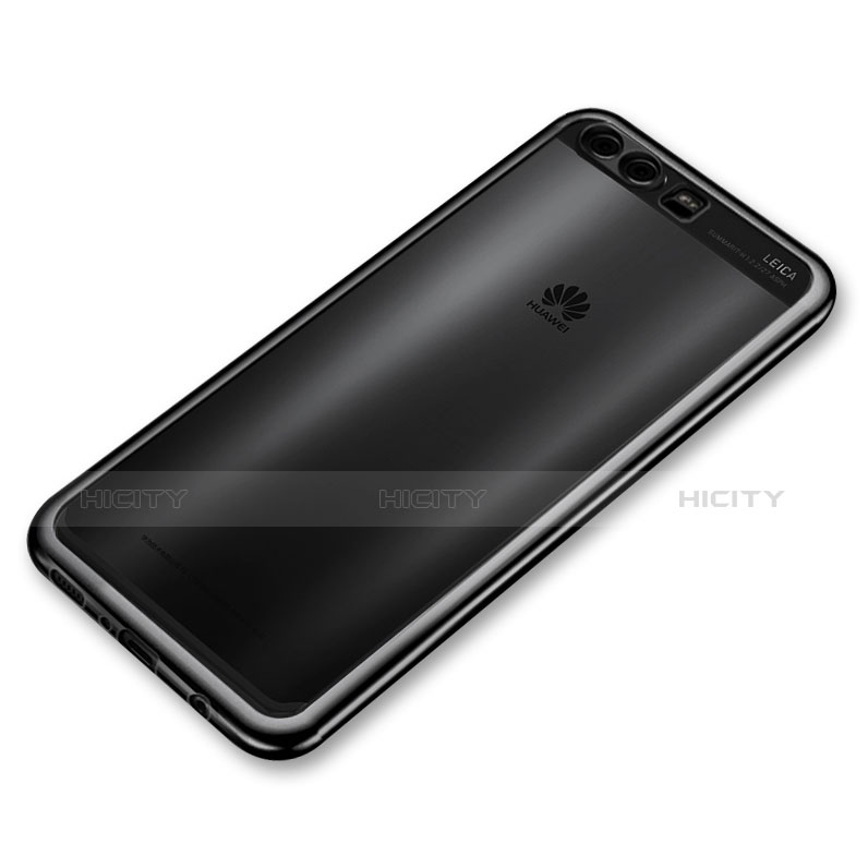 Huawei P10 Plus用極薄ソフトケース シリコンケース 耐衝撃 全面保護 クリア透明 H03 ファーウェイ ブラック