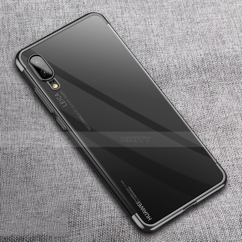 Huawei P20用極薄ソフトケース シリコンケース 耐衝撃 全面保護 クリア透明 S08 ファーウェイ ブラック