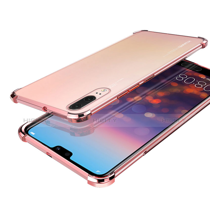 Huawei P20用極薄ソフトケース シリコンケース 耐衝撃 全面保護 クリア透明 H03 ファーウェイ ローズゴールド