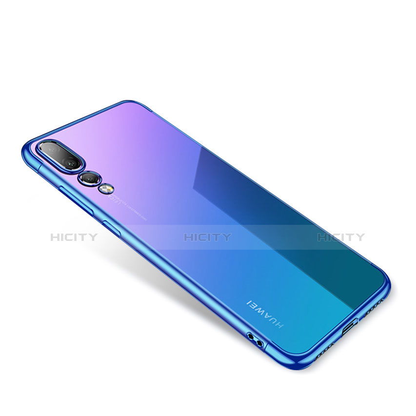 Huawei P20用極薄ソフトケース シリコンケース 耐衝撃 全面保護 クリア透明 T04 ファーウェイ ネイビー