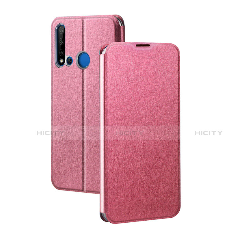 Huawei P20 Lite (2019)用手帳型 レザーケース スタンド カバー T10 ファーウェイ ピンク