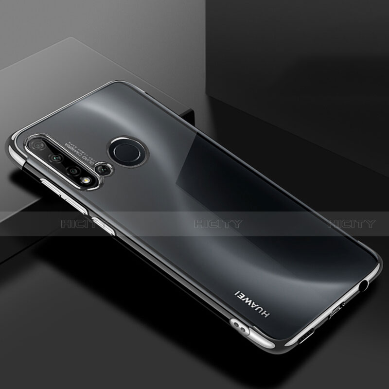 Huawei P20 Lite (2019)用極薄ソフトケース シリコンケース 耐衝撃 全面保護 クリア透明 S07 ファーウェイ シルバー