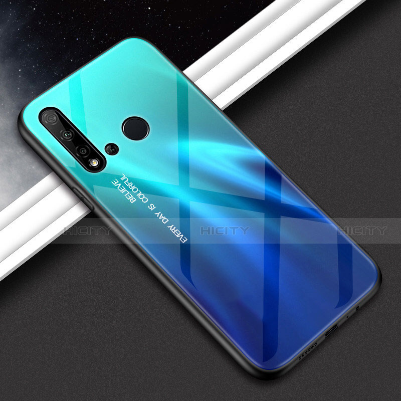 Huawei P20 Lite (2019)用ハイブリットバンパーケース プラスチック 鏡面 虹 グラデーション 勾配色 カバー H02 ファーウェイ 