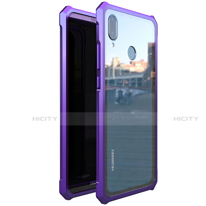 Huawei P20 Lite用ケース 高級感 手触り良い アルミメタル 製の金属製 360度 フルカバーバンパー 鏡面 カバー M01 ファーウェイ パープル