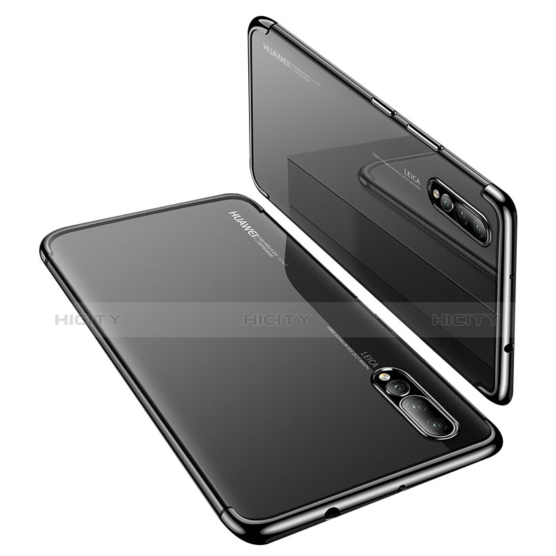 Huawei P20 Pro用極薄ソフトケース シリコンケース 耐衝撃 全面保護 クリア透明 H03 ファーウェイ ブラック