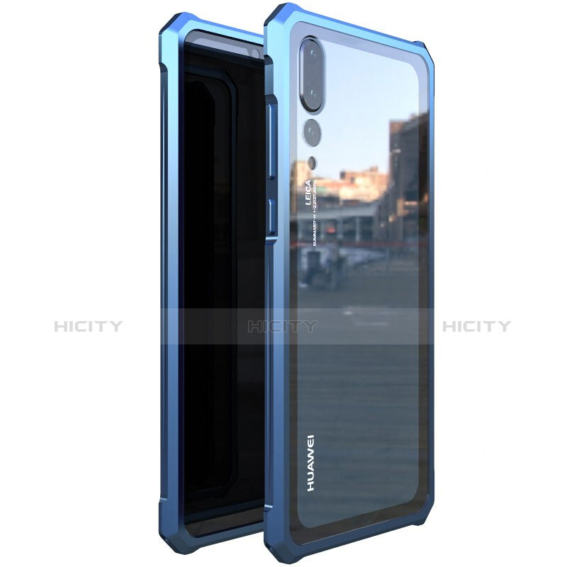 Huawei P20 Pro用ケース 高級感 手触り良い アルミメタル 製の金属製 バンパー 鏡面 カバー M03 ファーウェイ ネイビー