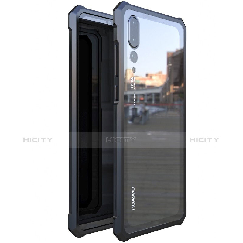 Huawei P20 Pro用ケース 高級感 手触り良い アルミメタル 製の金属製 バンパー 鏡面 カバー M03 ファーウェイ ブラック