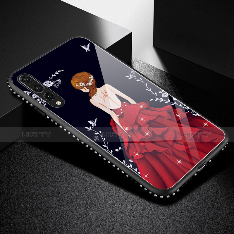 Huawei P20 Pro用ハイブリットバンパーケース プラスチック ドレスガール ドレス少女 鏡面 カバー ファーウェイ レッド・ブラック