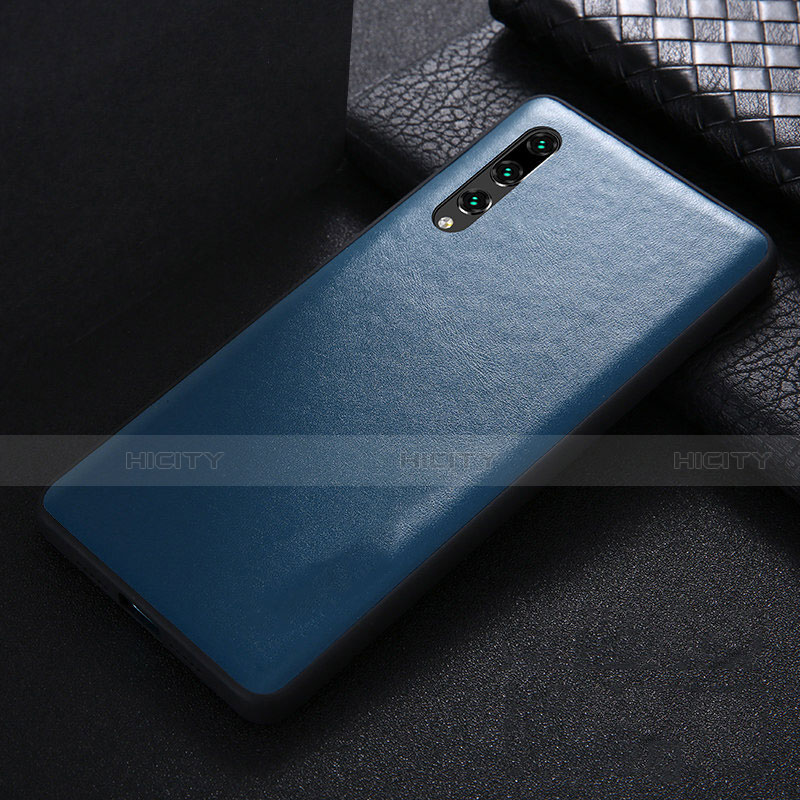 Huawei P20 Pro用ケース 高級感 手触り良いレザー柄 R03 ファーウェイ ネイビー