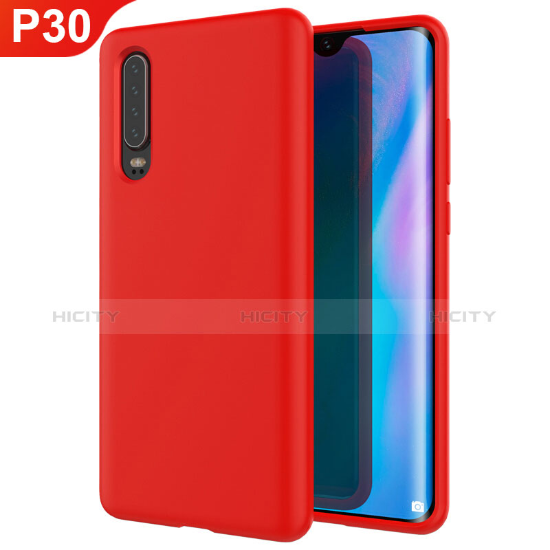 Huawei P30用極薄ソフトケース シリコンケース 耐衝撃 全面保護 S03 ファーウェイ レッド