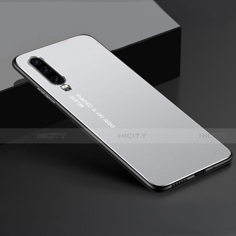 Huawei P30用ケース 高級感 手触り良い アルミメタル 製の金属製 カバー T01 ファーウェイ シルバー