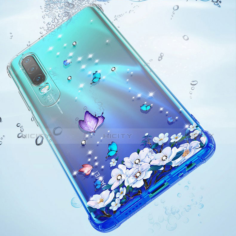 Huawei P30用極薄ソフトケース シリコンケース 耐衝撃 全面保護 クリア透明 花 ファーウェイ 