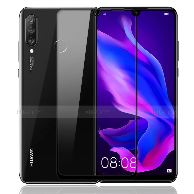 Huawei P30 Lite用強化ガラス フル液晶保護フィルム F02 ファーウェイ ブラック