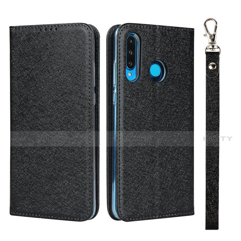 Huawei P30 Lite New Edition用手帳型 レザーケース スタンド カバー T09 ファーウェイ ブラック