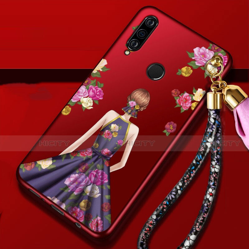 Huawei P30 Lite New Edition用シリコンケース ソフトタッチラバー バタフライ ドレスガール ドレス少女 カバー K02 ファーウェイ 