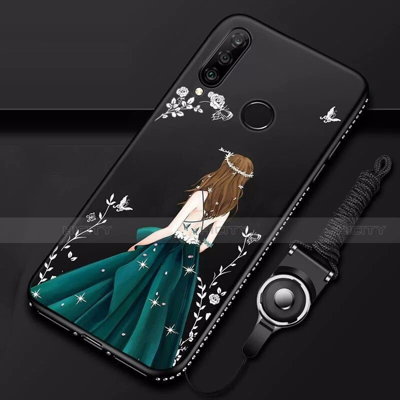 Huawei P30 Lite XL用シリコンケース ソフトタッチラバー バタフライ ドレスガール ドレス少女 カバー K01 ファーウェイ 