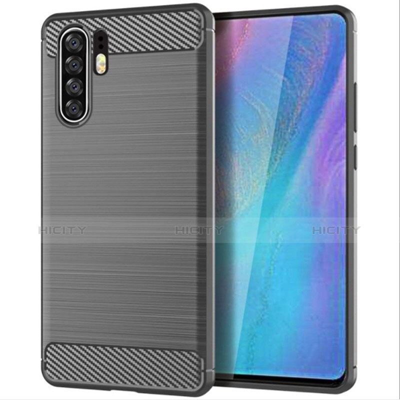 Huawei P30 Pro用シリコンケース ソフトタッチラバー ライン カバー ファーウェイ グレー