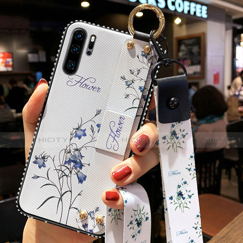 Huawei P30 Pro用シリコンケース ソフトタッチラバー 花 カバー K04 ファーウェイ 