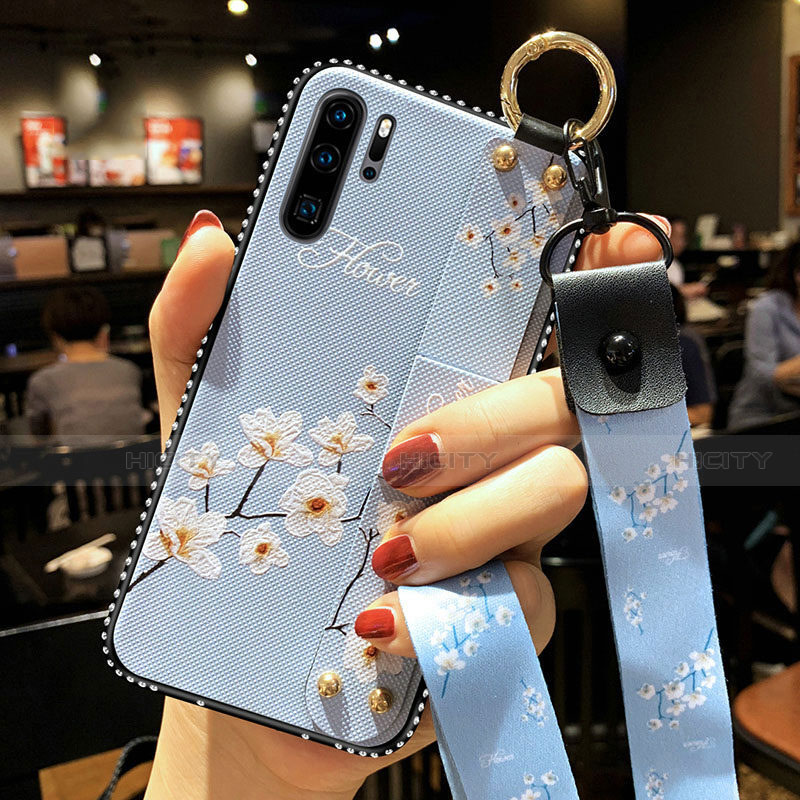 Huawei P30 Pro用シリコンケース ソフトタッチラバー 花 カバー K04 ファーウェイ 