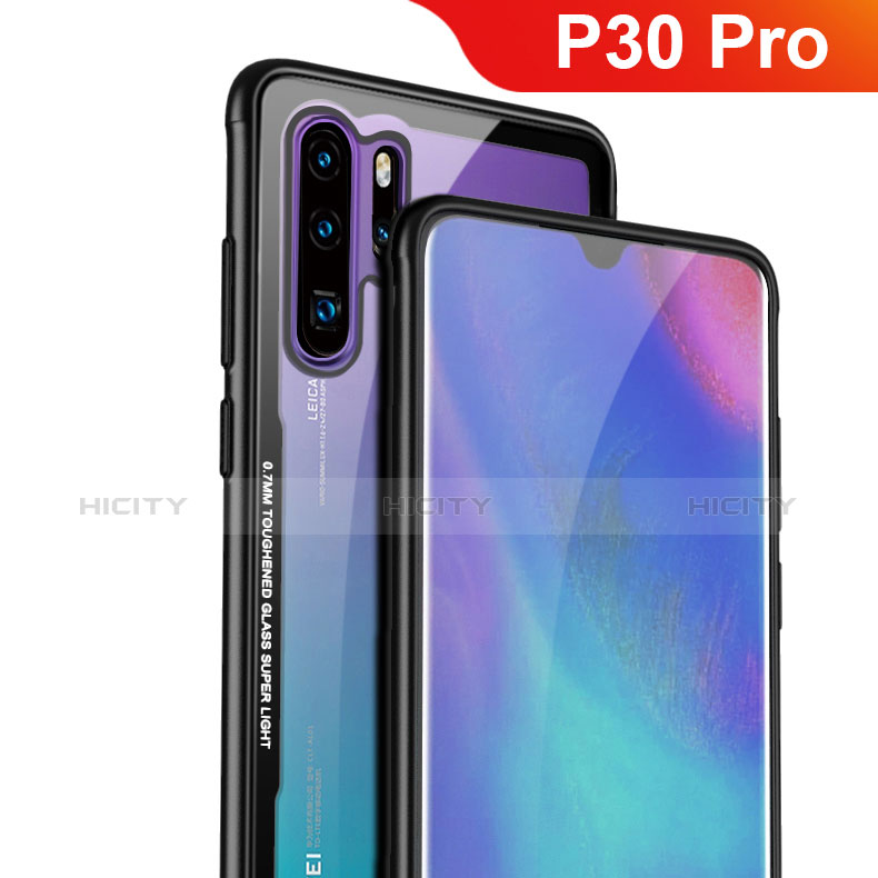 Huawei P30 Pro New Edition用ハイブリットバンパーケース クリア透明 プラスチック 鏡面 カバー M01 ファーウェイ ブラック