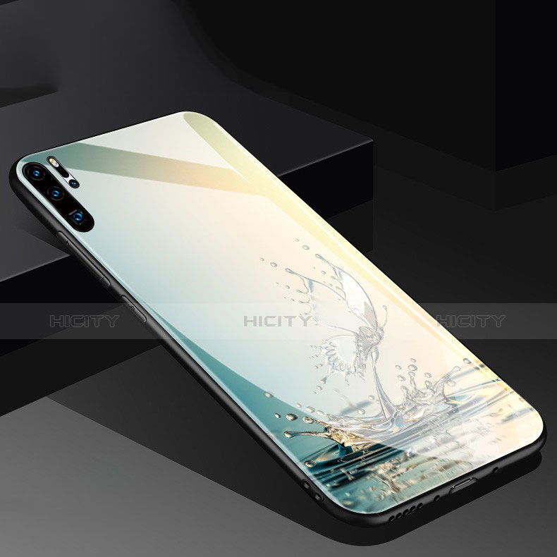 Huawei P30 Pro New Edition用ハイブリットバンパーケース プラスチック 鏡面 バタフライ 蝶 ファーウェイ グリーン