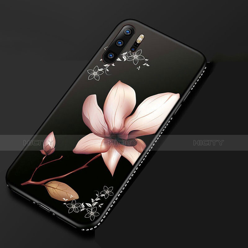 Huawei P30 Pro New Edition用シリコンケース ソフトタッチラバー 花 カバー S01 ファーウェイ ピンク