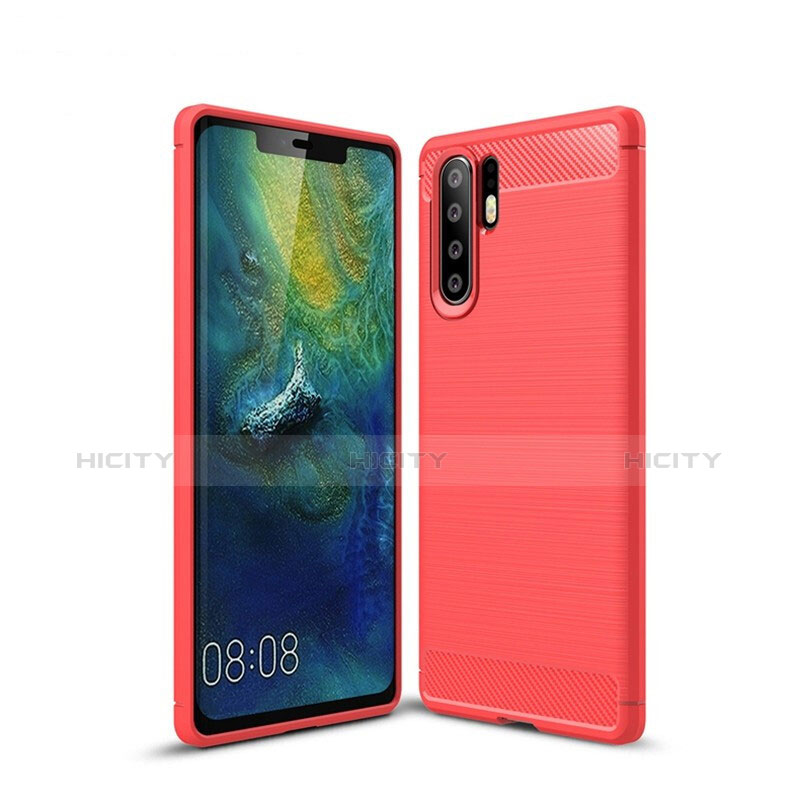 Huawei P30 Pro New Edition用シリコンケース ソフトタッチラバー ツイル カバー S03 ファーウェイ レッド