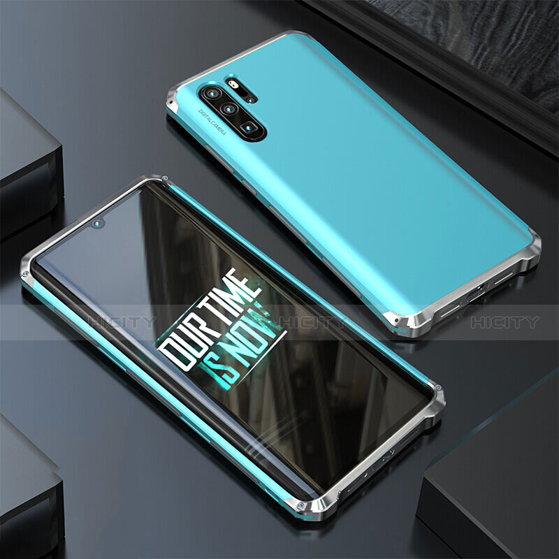 Huawei P30 Pro New Edition用ケース 高級感 手触り良い アルミメタル 製の金属製 カバー ファーウェイ シアン