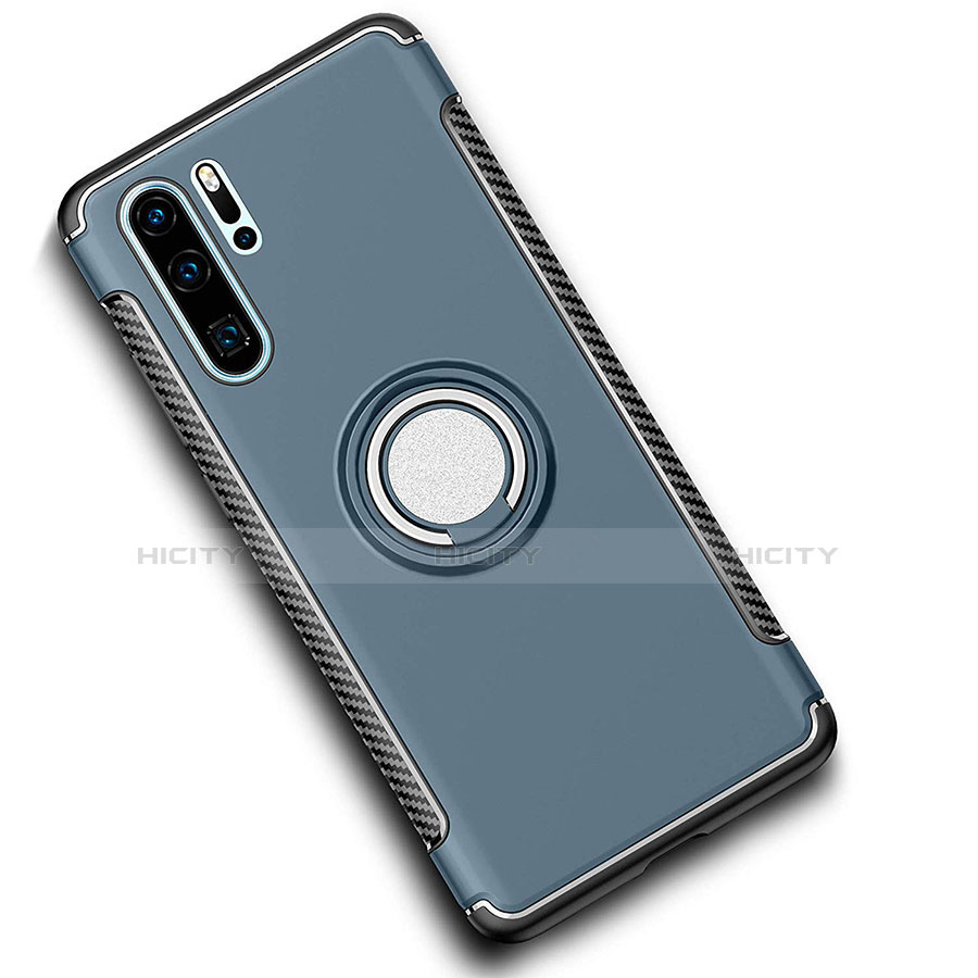 Huawei P30 Pro New Edition用ハイブリットバンパーケース プラスチック アンド指輪 マグネット式 ファーウェイ シアン