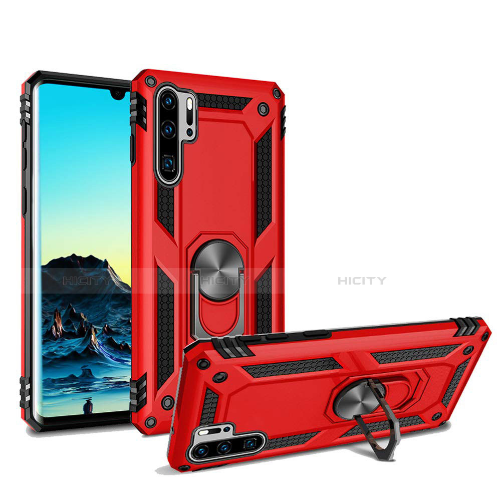 Huawei P30 Pro New Edition用ハイブリットバンパーケース スタンド プラスチック 兼シリコーン カバー マグネット式 ファーウェイ レッド