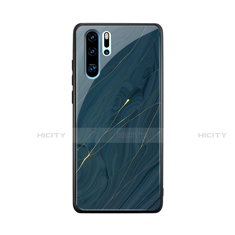 Huawei P30 Pro New Edition用ハイブリットバンパーケース プラスチック パターン 鏡面 K01 ファーウェイ ネイビー