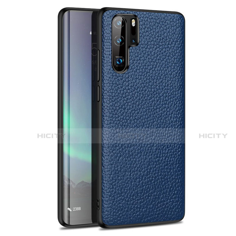 Huawei P30 Pro New Edition用シリコンケース ソフトタッチラバー レザー柄 カバー H05 ファーウェイ ネイビー