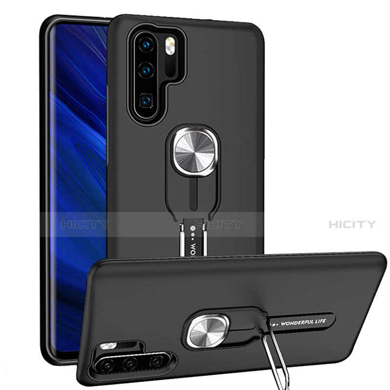 Huawei P30 Pro New Edition用ハイブリットバンパーケース プラスチック アンド指輪 マグネット式 R03 ファーウェイ ブラック