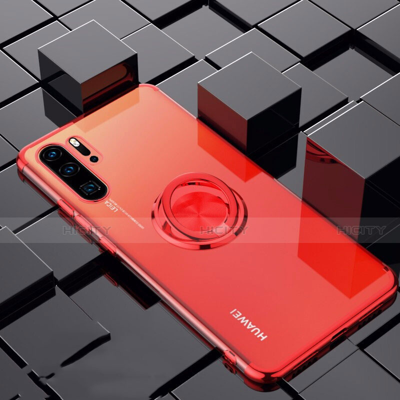 Huawei P30 Pro New Edition用極薄ソフトケース シリコンケース 耐衝撃 全面保護 クリア透明 アンド指輪 マグネット式 C02 ファーウェイ 