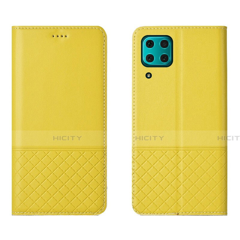 Huawei P40 Lite用手帳型 レザーケース スタンド カバー T04 ファーウェイ イエロー