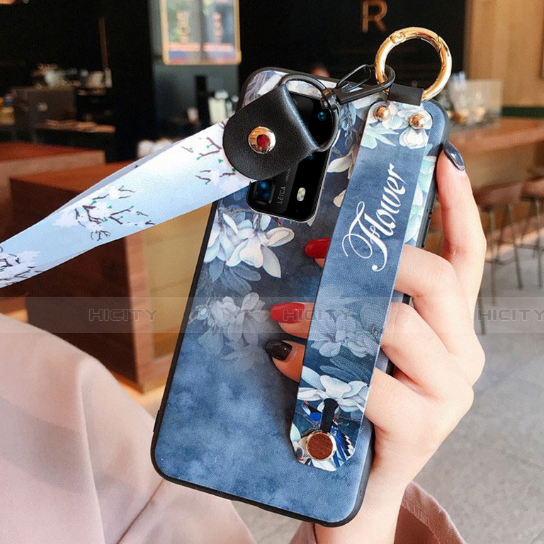 Huawei P40 Pro+ Plus用シリコンケース ソフトタッチラバー 花 カバー ファーウェイ 