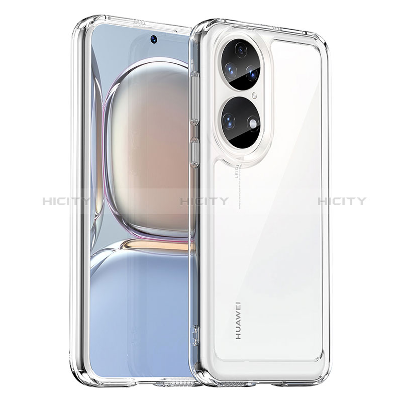 Huawei P50用ハイブリットバンパーケース クリア透明 プラスチック カバー J01S ファーウェイ クリア