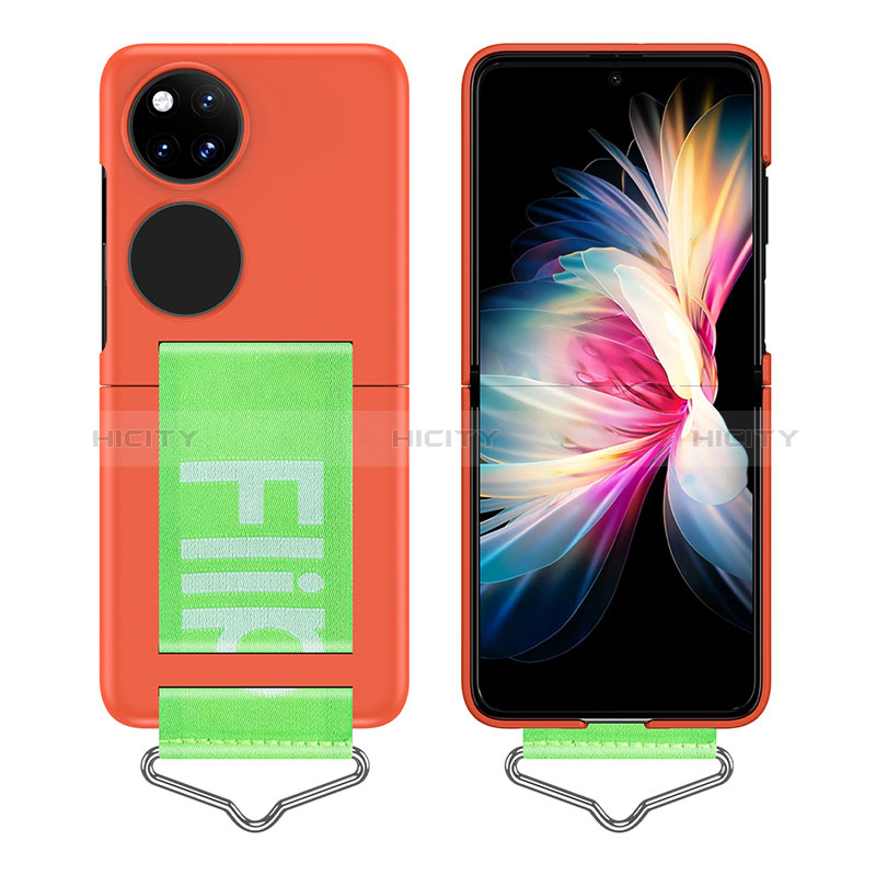 Huawei P60 Pocket用ハードケース プラスチック 質感もマット 前面と背面 360度 フルカバー Z01L ファーウェイ オレンジ