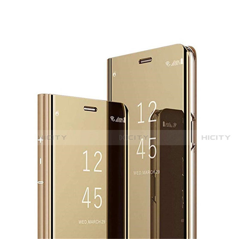 Huawei Y7p用手帳型 レザーケース スタンド 鏡面 カバー L01 ファーウェイ ゴールド