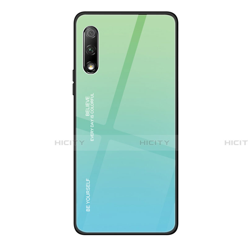 Huawei Y9 Prime (2019)用ハイブリットバンパーケース プラスチック 鏡面 虹 グラデーション 勾配色 カバー ファーウェイ 