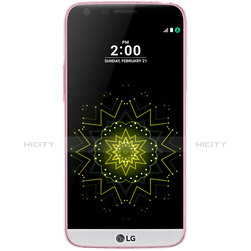 LG G5用極薄ソフトケース シリコンケース 耐衝撃 全面保護 クリア透明 T02 LG ピンク