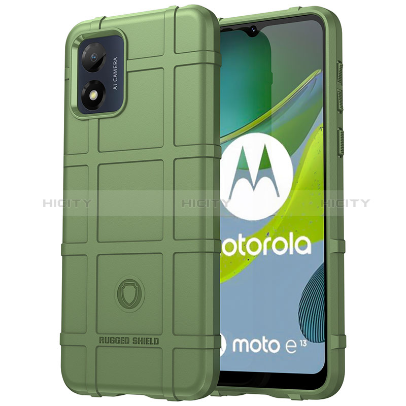 Motorola Moto E13用360度 フルカバー極薄ソフトケース シリコンケース 耐衝撃 全面保護 バンパー J01S モトローラ グリーン