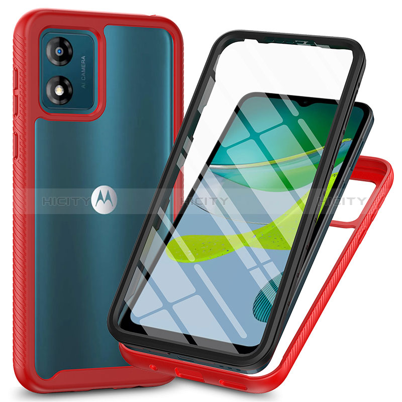 Motorola Moto E13用360度 フルカバー ハイブリットバンパーケース クリア透明 プラスチック カバー ZJ3 モトローラ 