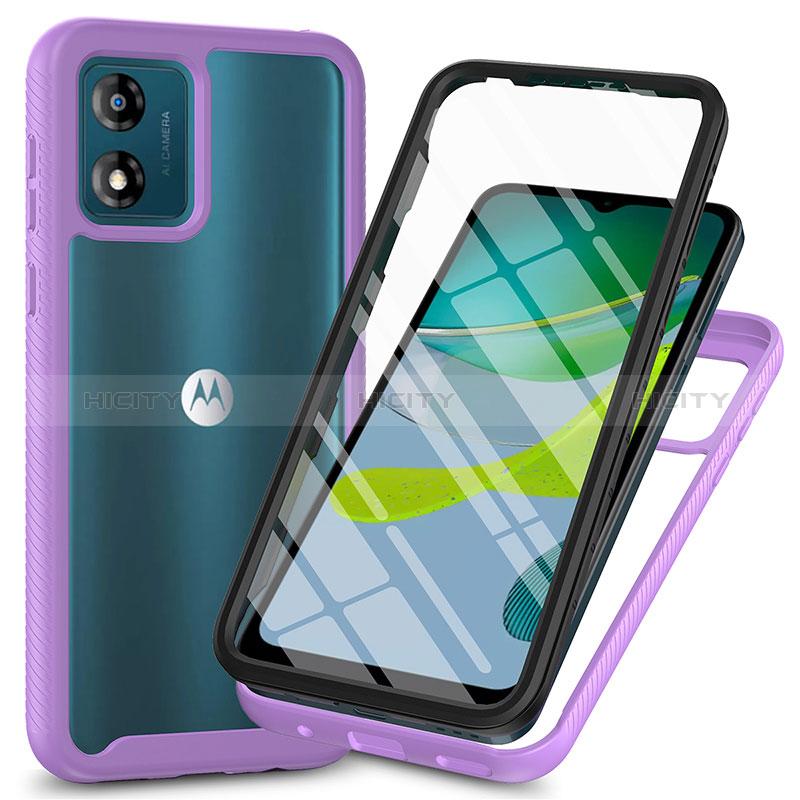 Motorola Moto E13用360度 フルカバー ハイブリットバンパーケース クリア透明 プラスチック カバー ZJ3 モトローラ 