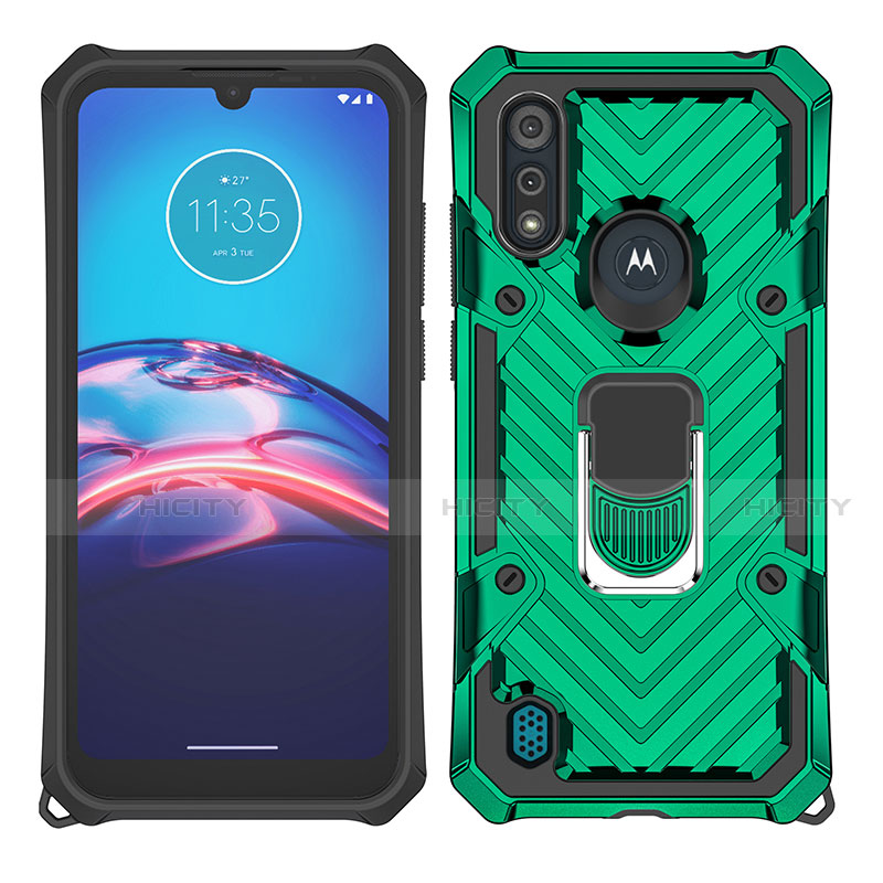 Motorola Moto E6s (2020)用ハイブリットバンパーケース プラスチック アンド指輪 マグネット式 S01 モトローラ 