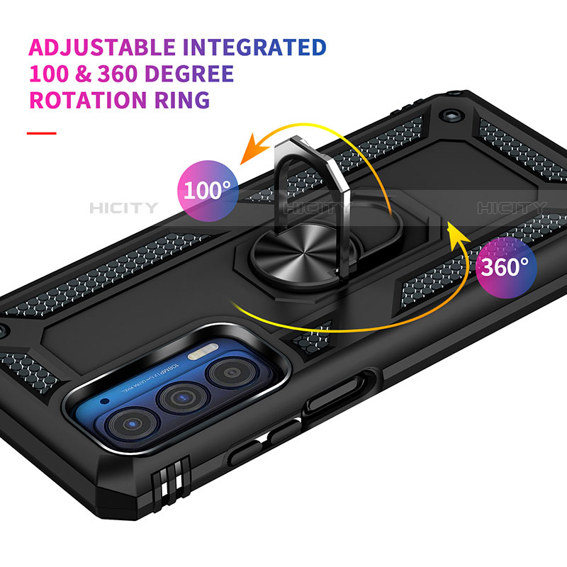 Motorola Moto Edge (2021) 5G用ハイブリットバンパーケース プラスチック アンド指輪 マグネット式 モトローラ 