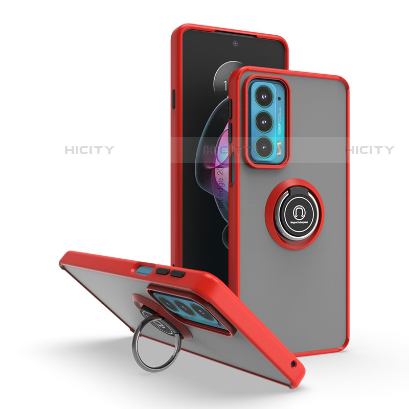 Motorola Moto Edge Lite 5G用ハイブリットバンパーケース プラスチック アンド指輪 マグネット式 S04 モトローラ レッド