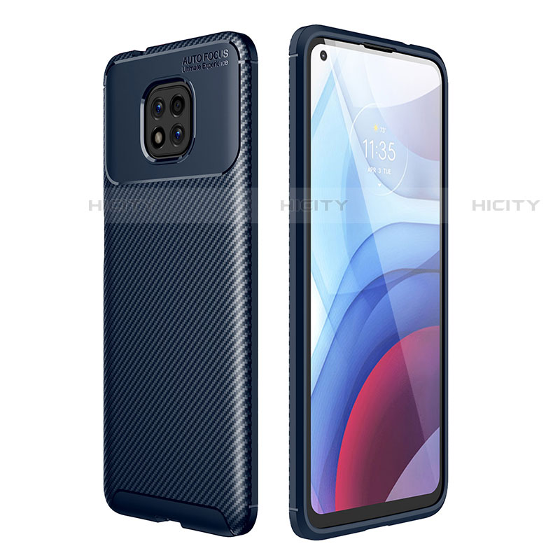 Motorola Moto G Power (2021)用シリコンケース ソフトタッチラバー ツイル カバー モトローラ ネイビー