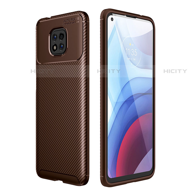 Motorola Moto G Power (2021)用シリコンケース ソフトタッチラバー ツイル カバー モトローラ ブラウン