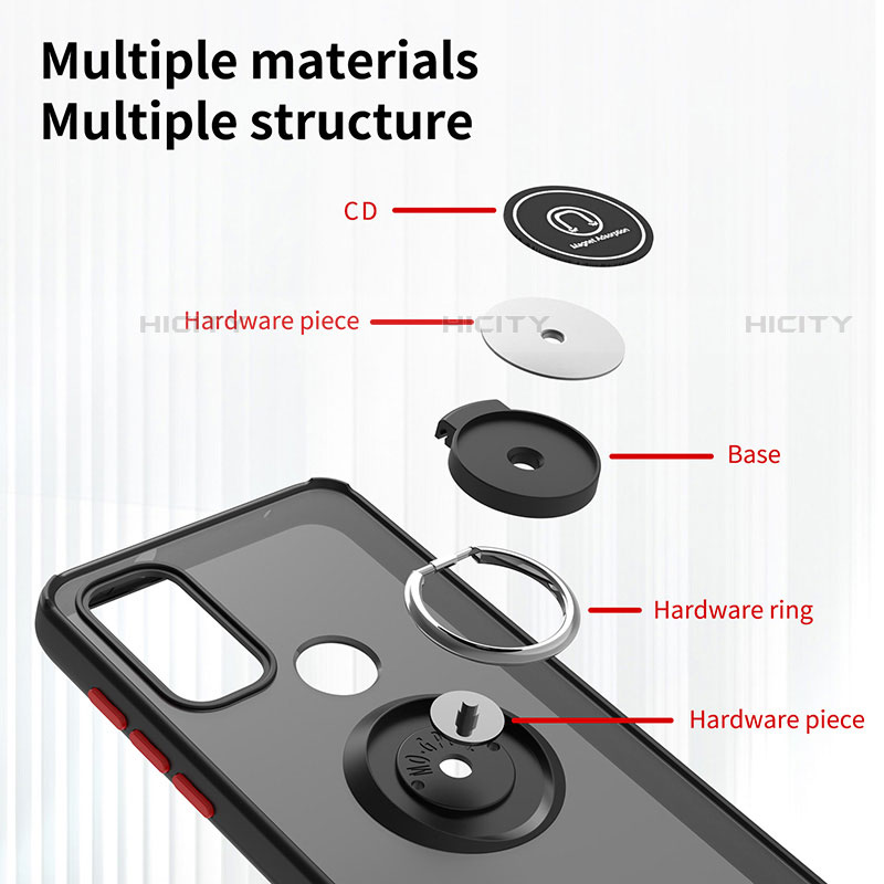 Motorola Moto G Pure用ハイブリットバンパーケース プラスチック アンド指輪 マグネット式 S04 モトローラ 